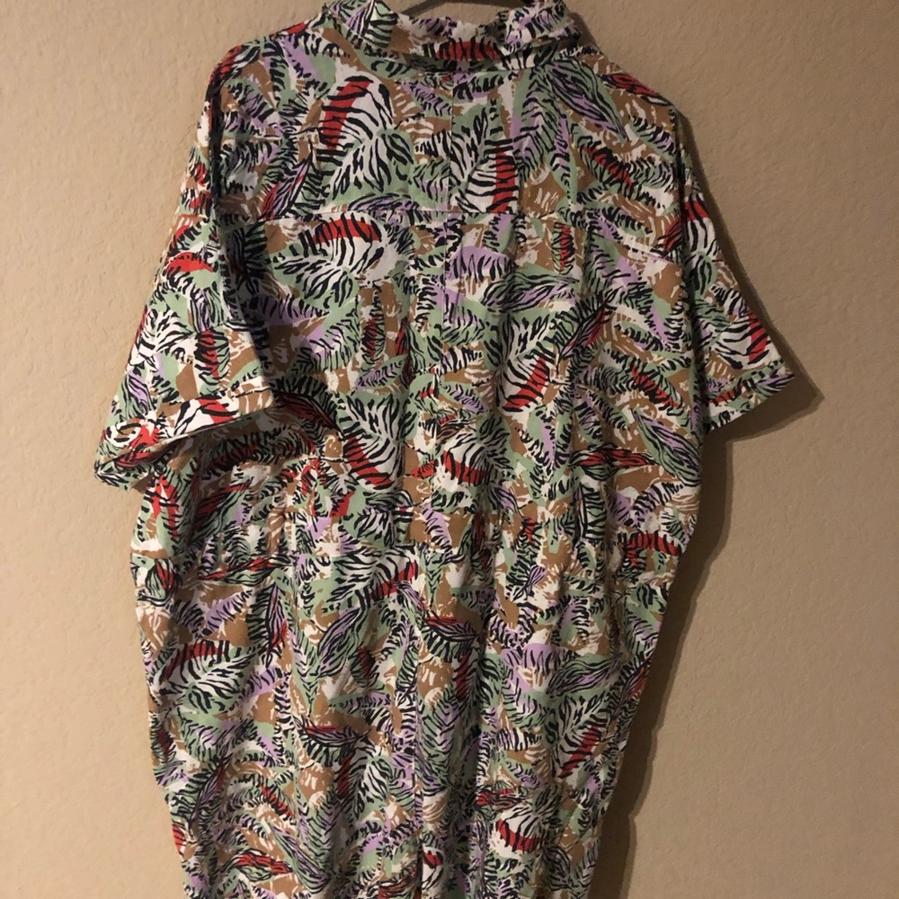 Noisy May Shirt Romper Animal Print Playsuit Multi-Color Collar Button Tie - Picture 7 of 8